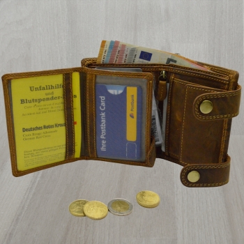 Wild Leder Portemonnaie mit Totenkopf und Hosenkette mit RFID Schutz
